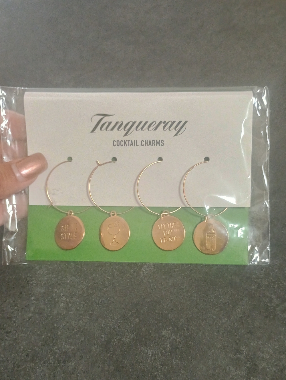 Gold Cocktail Charms - Set of 4 Wine Glass Markers